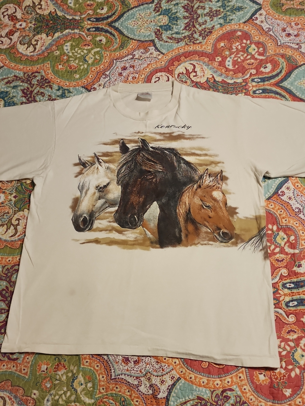 Vintage Hazelwoods Kentucky Wild Horses Single Stitch Tshirt Size XL